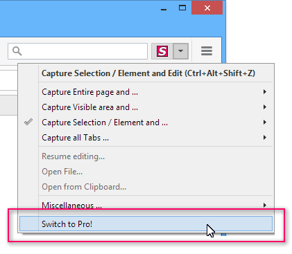 How to switch to FireShot Pro