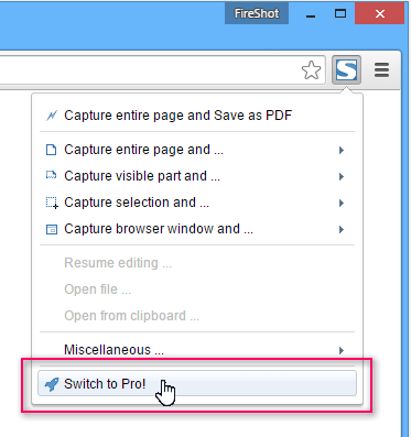 How to switch to FireShot Pro